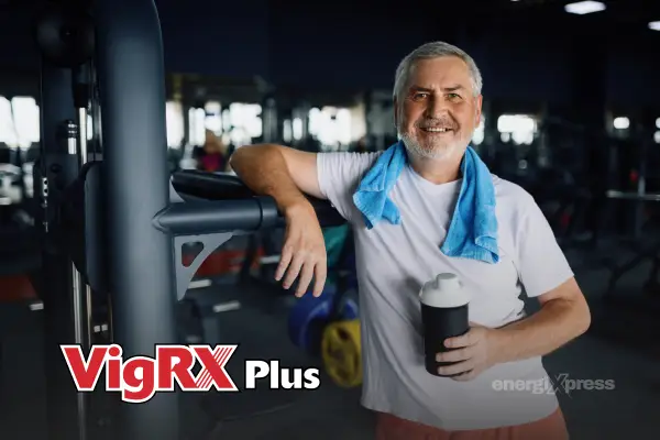 A man at the gym, happy that he used the  VigRX Plus®